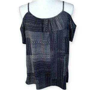 BASS COLD SHOULDER BLUE BLOUSE SZ.S EUC.